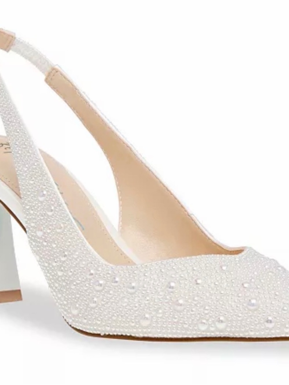 Betsey Johnson Ivory Pearl-Embellished Slingback Pumps